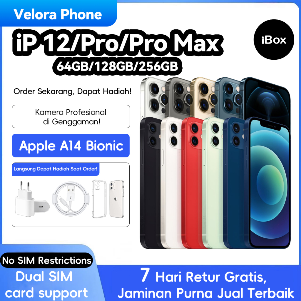 iPhone 12 Pro Max Second Original 100% iP 12 Pro / iP 12 / iP 12 Mini 64GB 128GB 256GB Bekas Mulus N