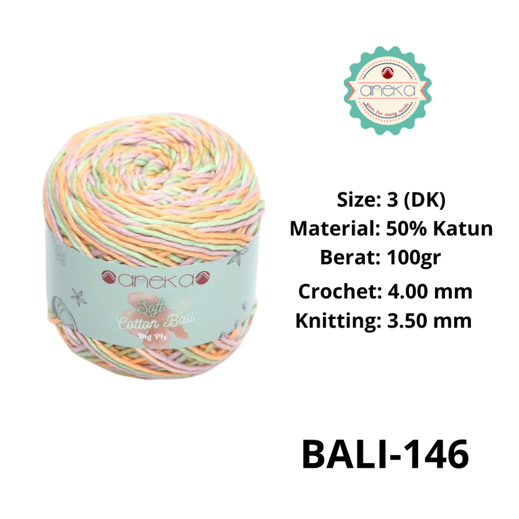 ANEKA - Benang Rajut Katun Bali ANEKA / Soft Cotton Big Ply made by ANEKABENANG - 146