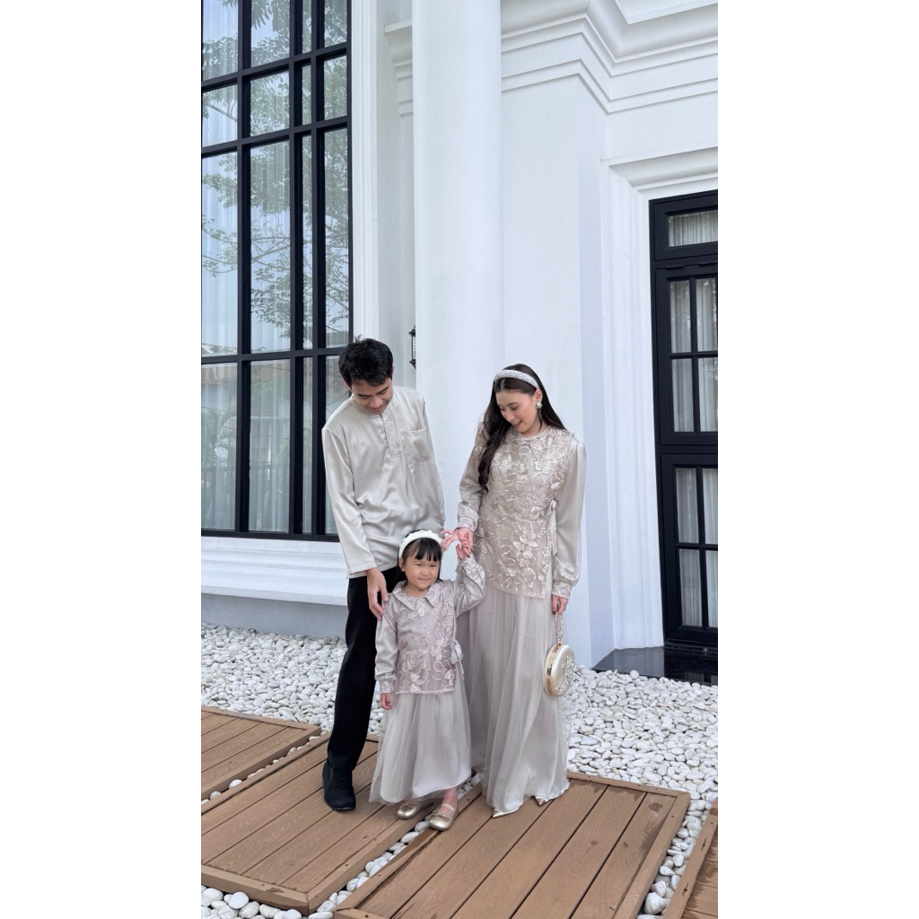 (FAMILY SET) DRESS ANAK/KIDS “BINAR DAN KINAR” Dress Outer Kondangan Lebaran