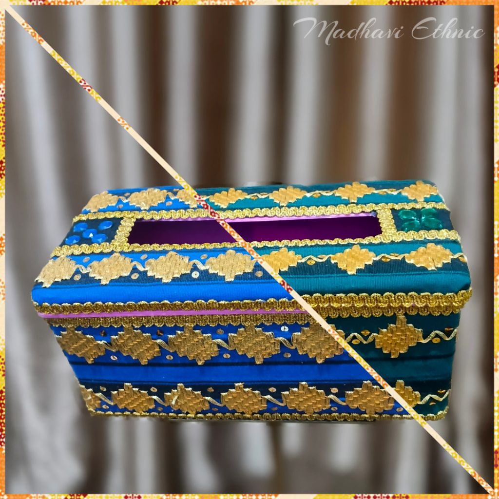 MADHAVI ETHNIC - Kotak Tissue Tapis Lampung ASLI SULAM TANGAN