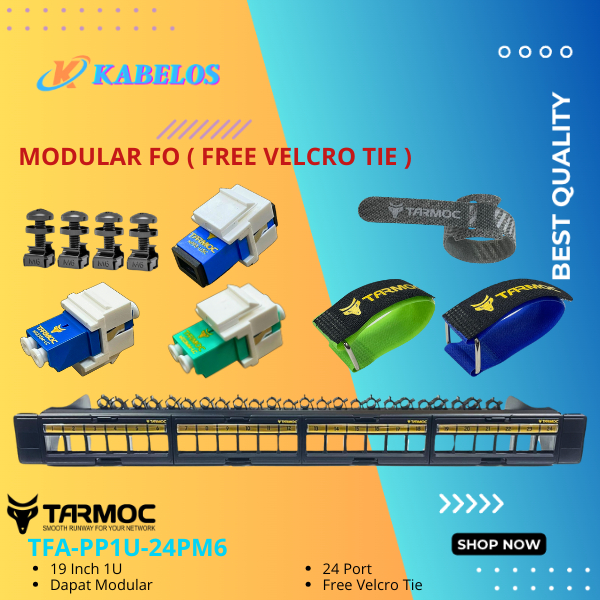 Tarmoc TFA-PP1U-24PM6 | Patch Panel 24 Port Fiber Optic FO LENGKAP Free 8 pcs Velcro tie