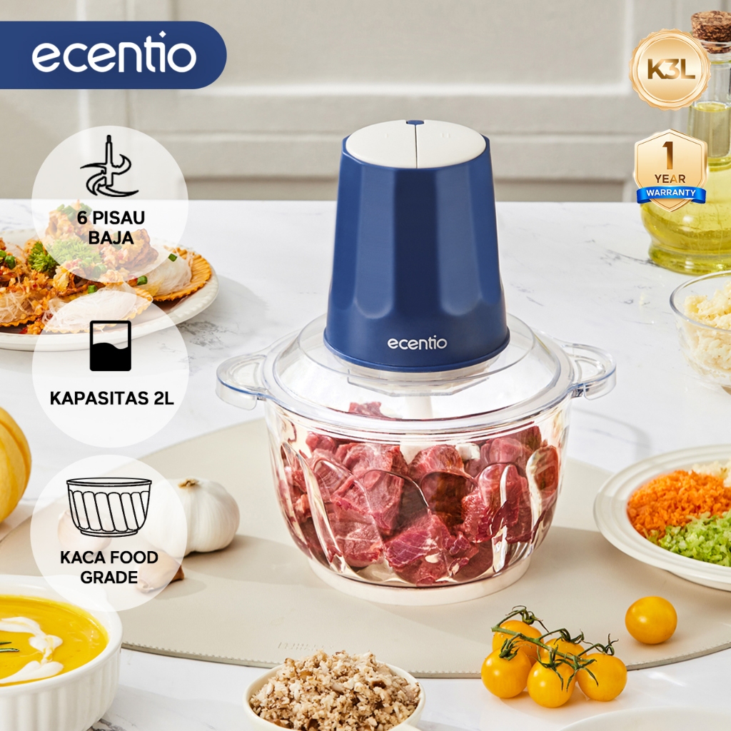 ecentio blender 6 Mata Pisau peralatan dapur 2L chopper food processor 350W choper belender blender 