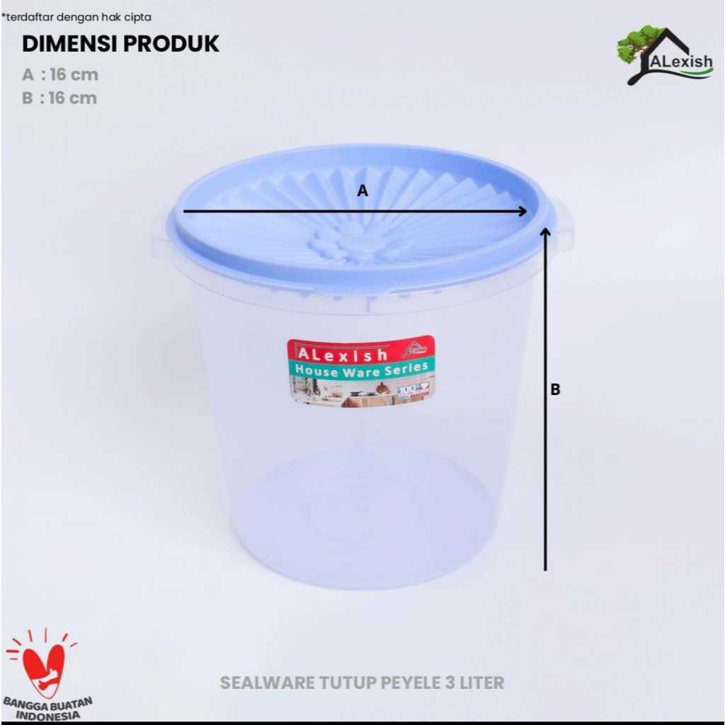 Toples Peyek 3 Liter PEYELE ALEXISH Toples Krupuk Peyek Sealware Bening Transparan Kedap Udara