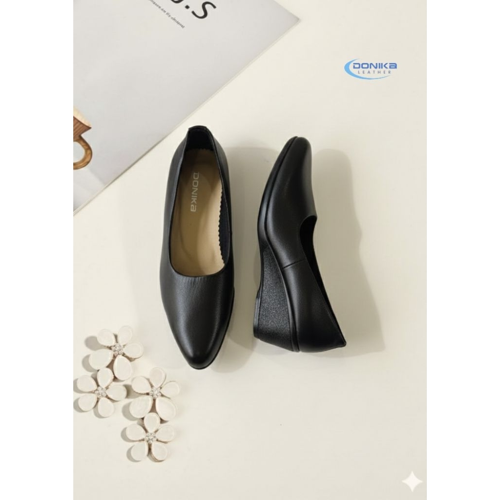 MERSI SHOES Sepatu Wedges Kulit untuk wanita Sepatu kerja wanita kulit sapi