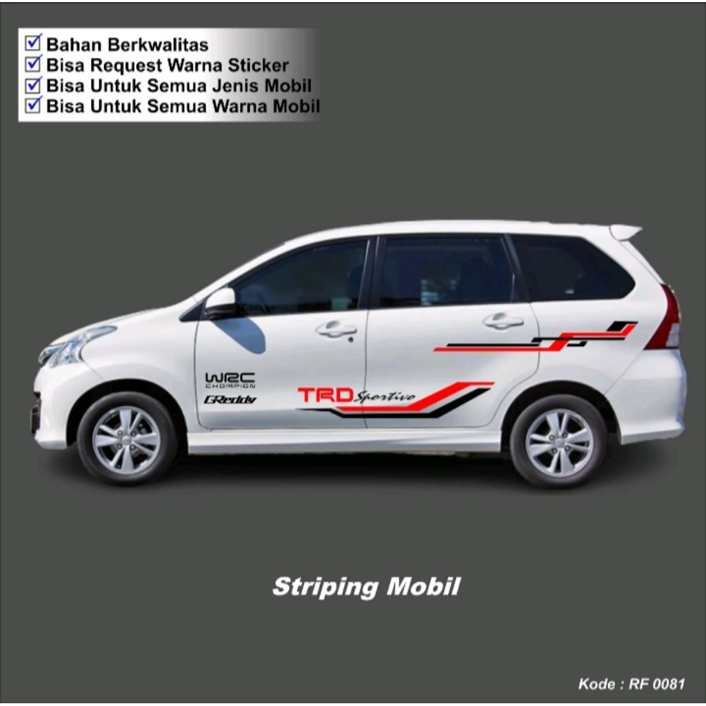 Sticker striping mobil Avanza Xenia Veloz dll TRD Sportivo stiker list terlaris mobil Avanza keren t