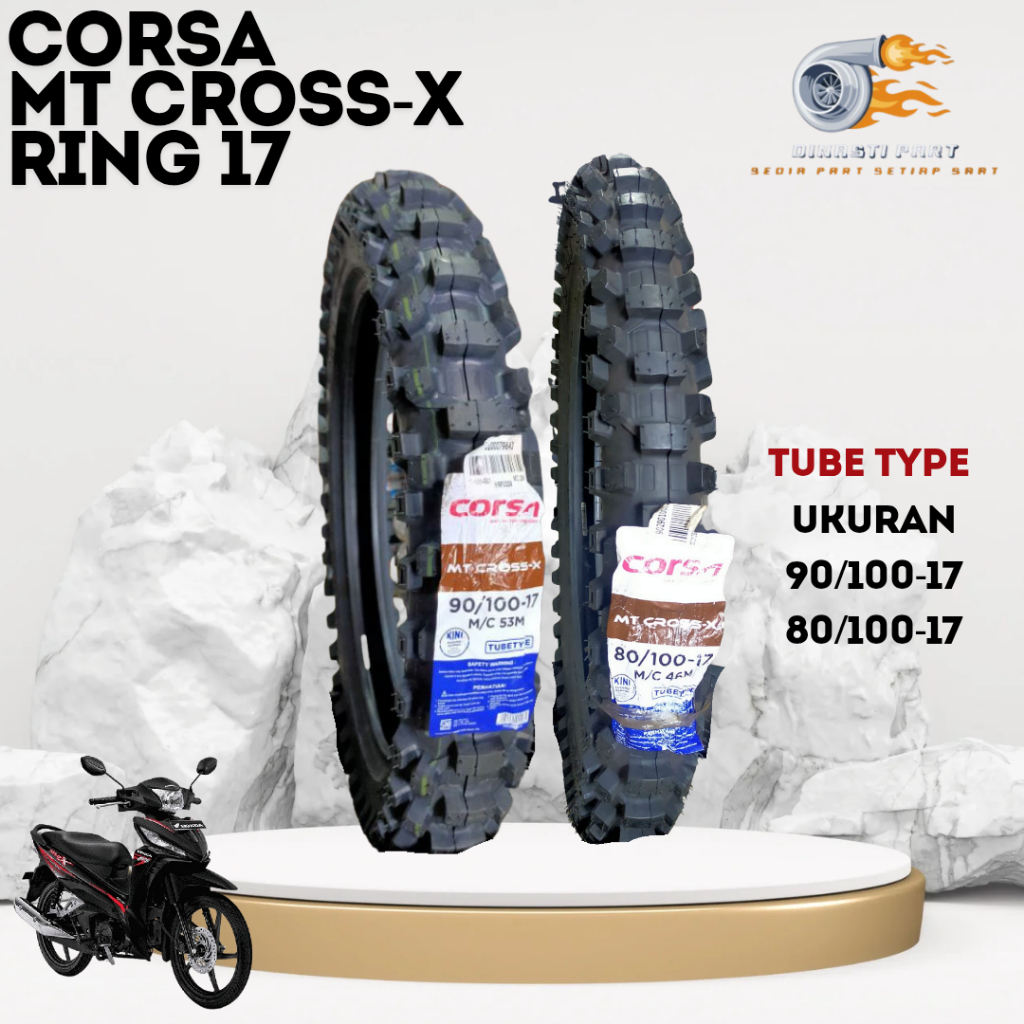 Ban Motor Corsa MT CROSS X Ring 17 Tube Type 80/100-17 90/100-17 cocok untuk motor Verza, Mega pro, 