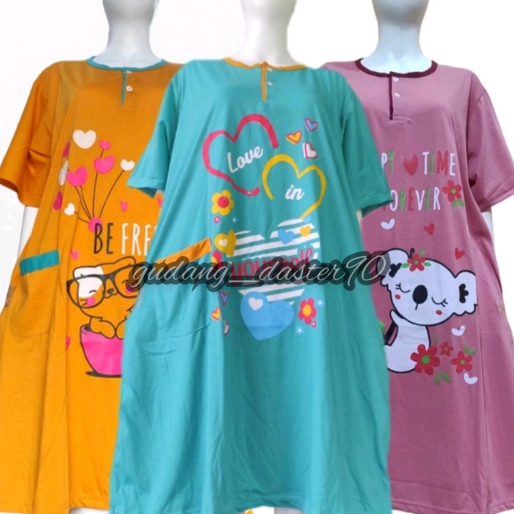 3 Pcs Daster Petra Super Jumbo Ld 130 Daster Tidur Jumbo Kaos Premium (PAKET HEMAT)