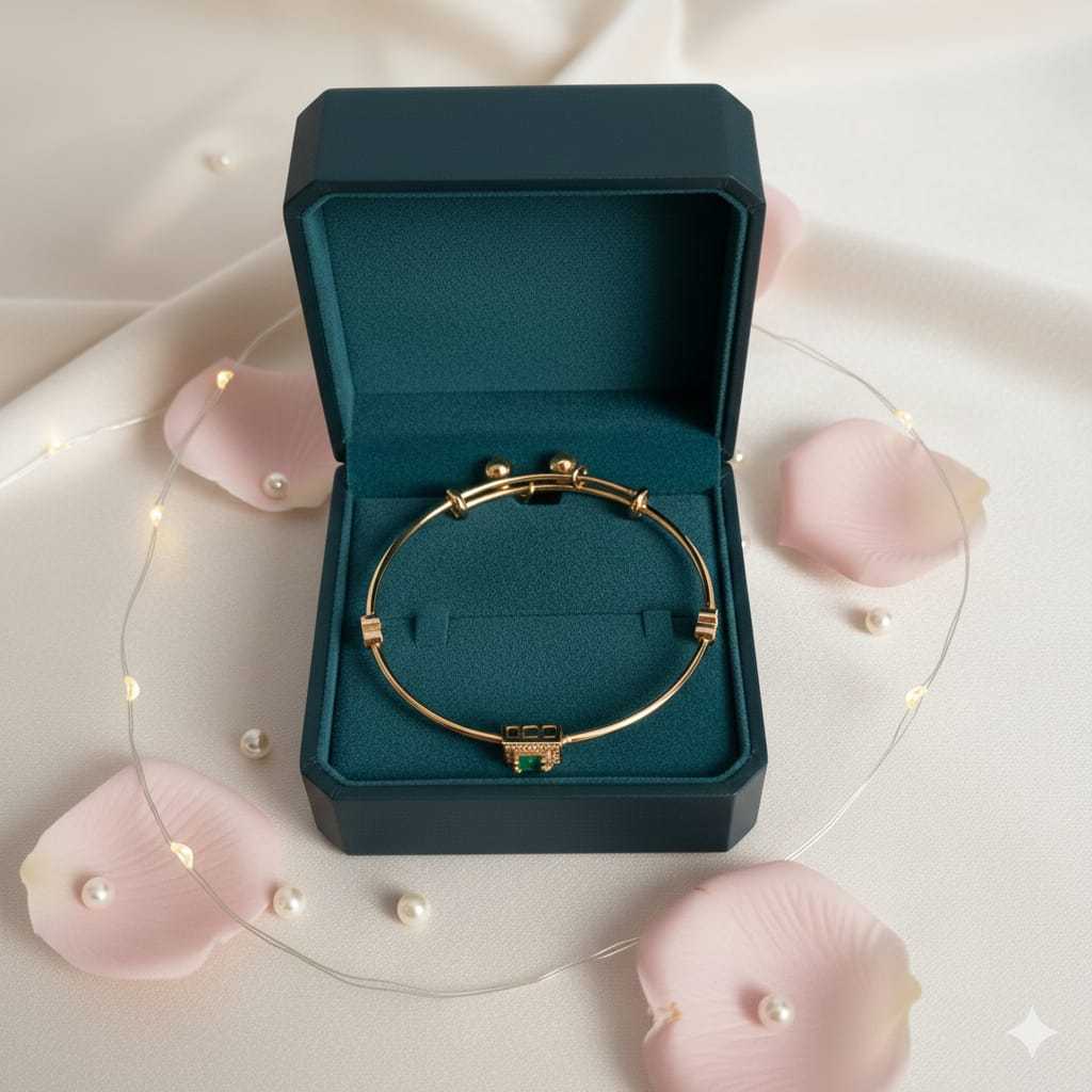 gelang titanium keroncong mata hijau bangle