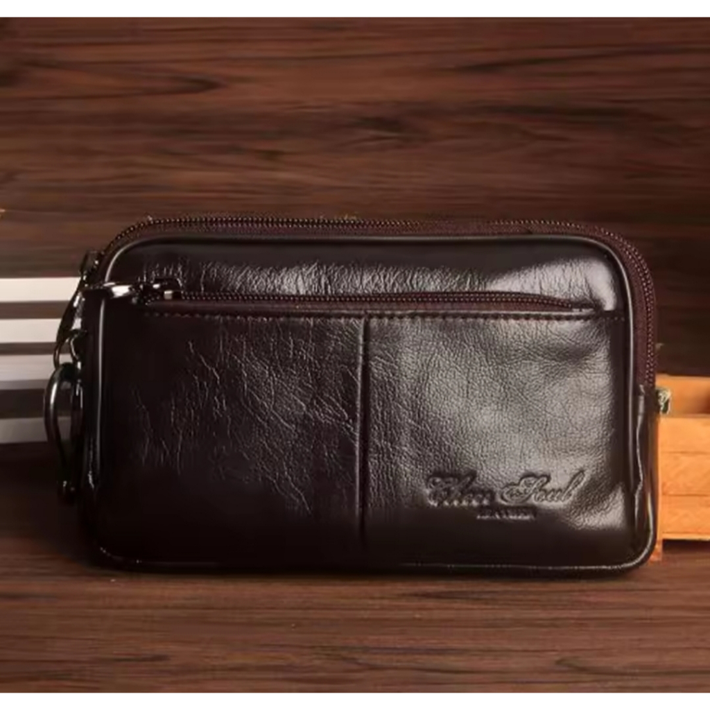 Dompet Hp Import Kulit Asli Sarung Hp Pria 2375 Tempat Hp Kulit Asli - Coklat Tua