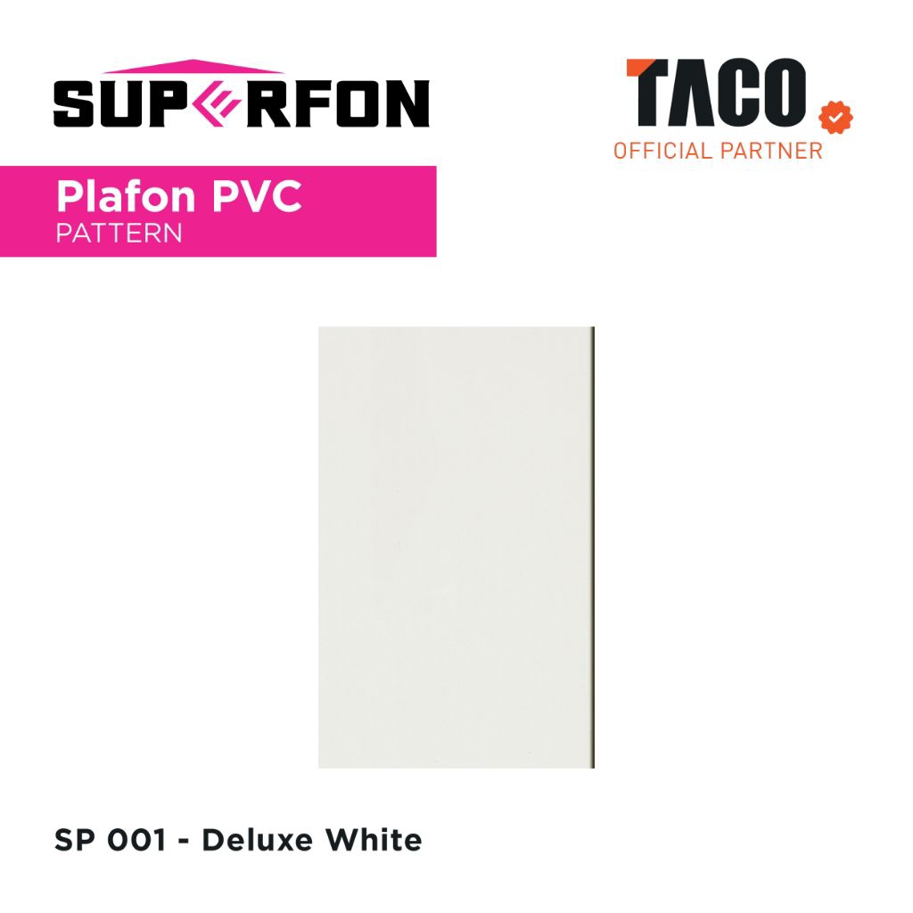 Plafon PVC Putih Glossy TACO SUPERFON SK-001 White (Perlembar)