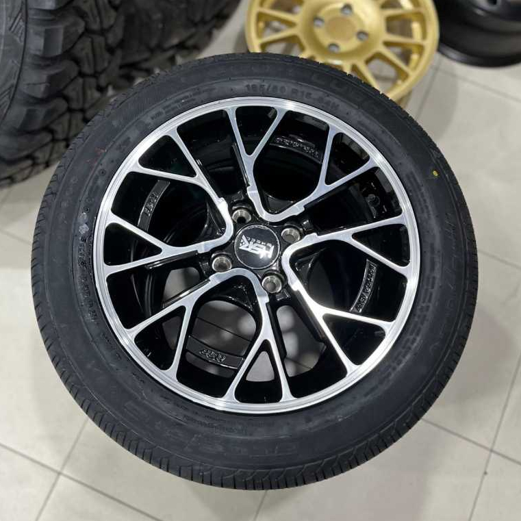 Paket velg Dan Ban R15 Harga Promo Untuk Honda Brio HSR Fe01 Two Tone Ukuran 185/60 Ring 15