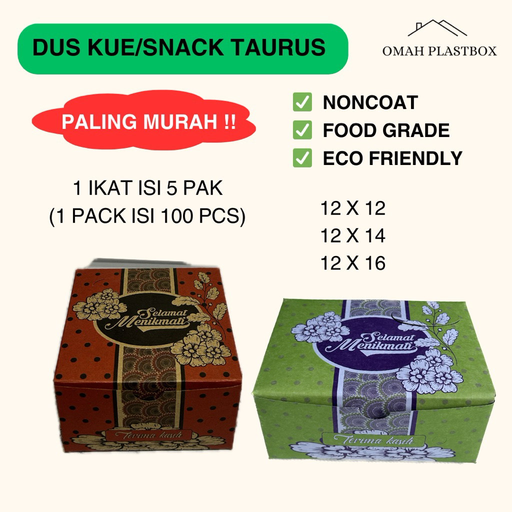Dus Kue Snack Taurus 100 Pcs - Box Makanan kue