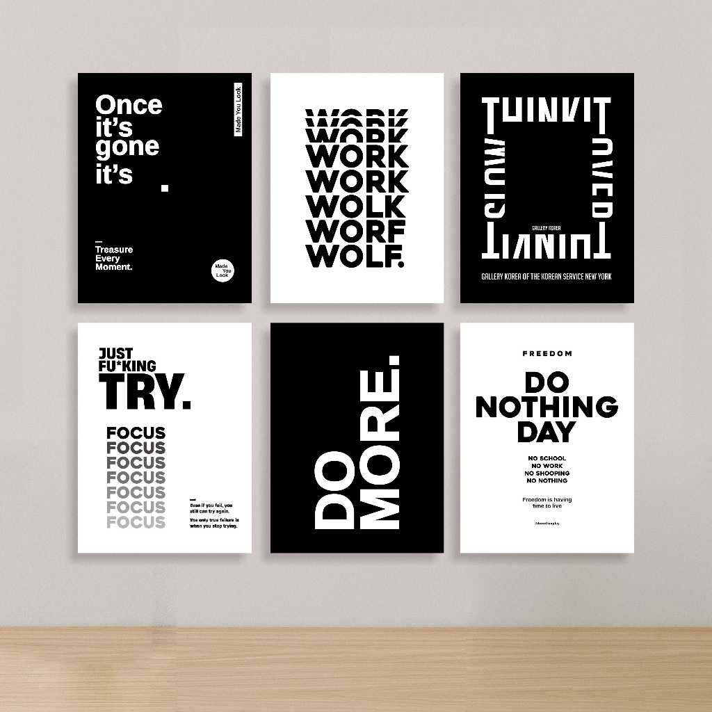 Poster dinding motivasi aesthetic black and white Hiasan dinding kamar quotes Pajangan