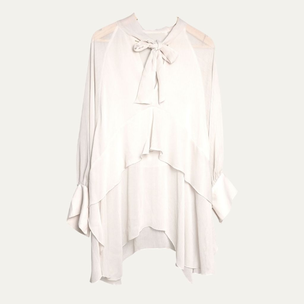 Blouse Sheer Midi Dress Putih Broken White Mango