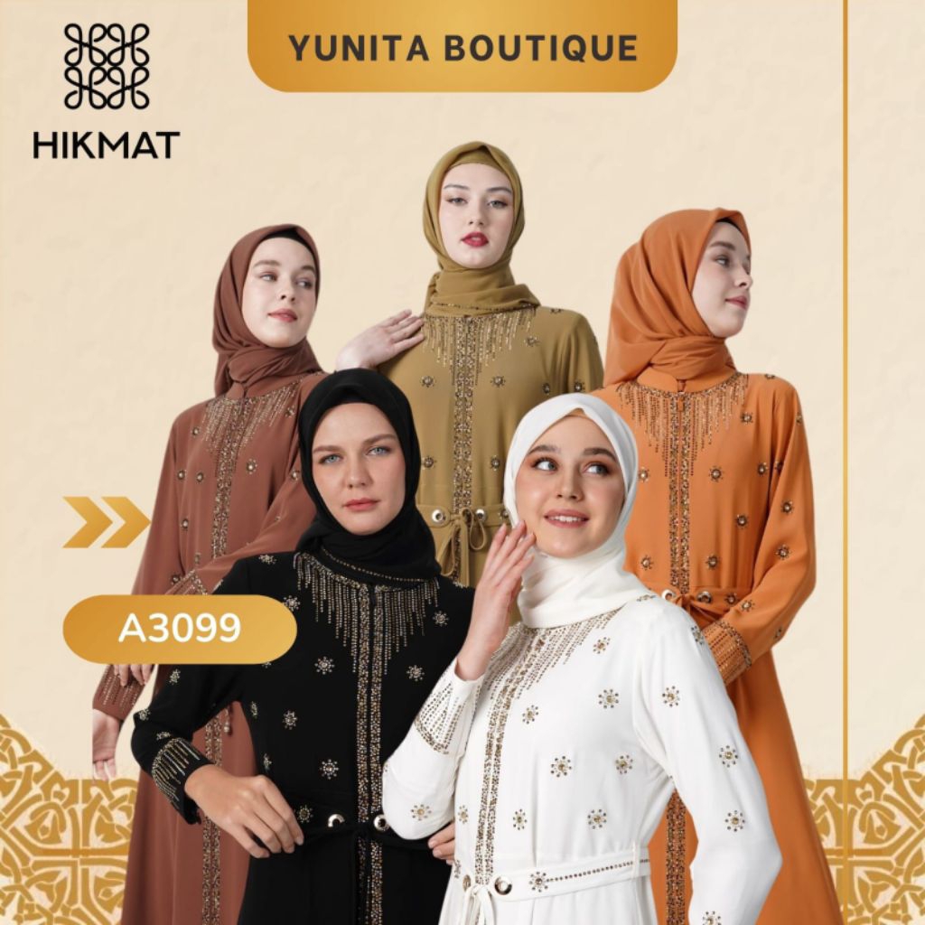 Diskon Abaya Hikmat Fashion a3099 gamis elegan pakaian baju muslim wanita termurah terviral