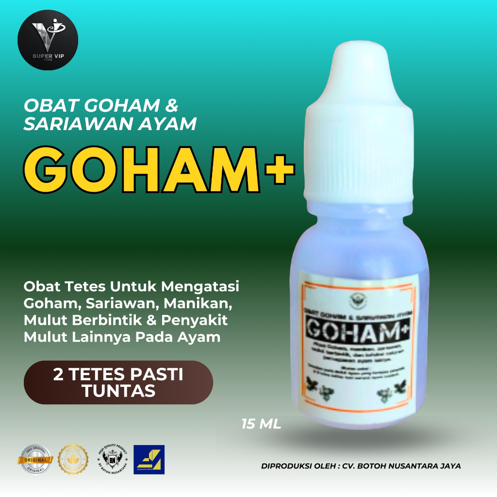 Obat GOHAM+ Untuk Mengobati Penyakit Paruh, Goham, Sariawan, Radang Paruh & Mulut Ayam Paling Ampuh