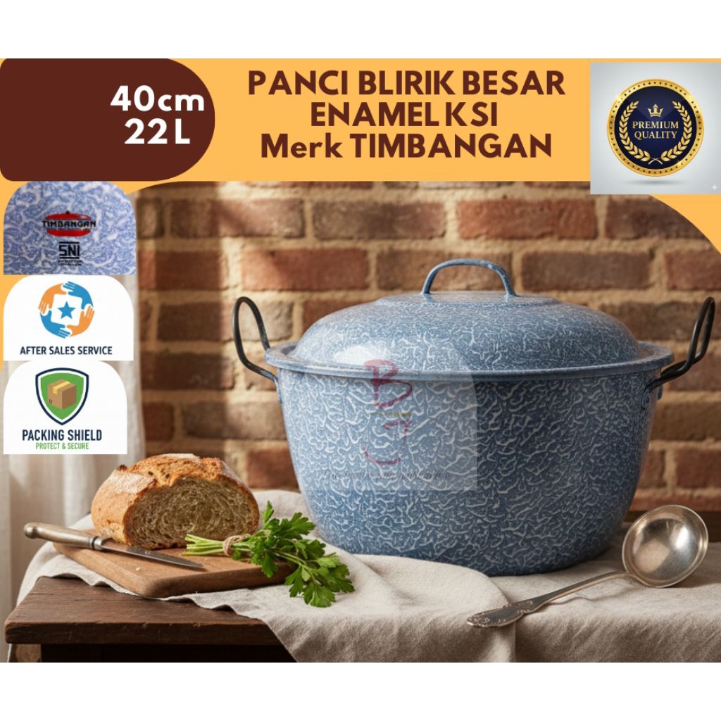 Panci Blirik 22 Liter 40 cm Ksi Enamel Merk Timbangan Premium Besar Panci Hajatan Besar Ketering