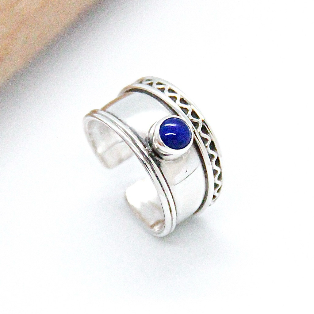 Cincin Kaki Pria Wanita Perak 925 Asli - Batu Lapis Lazuli Toe Ring Adjustable