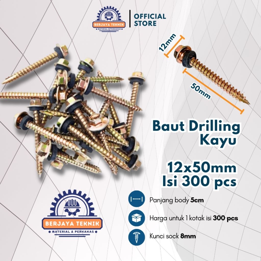 Baut Driling Kayu 12x50mm isi 300 pcs
