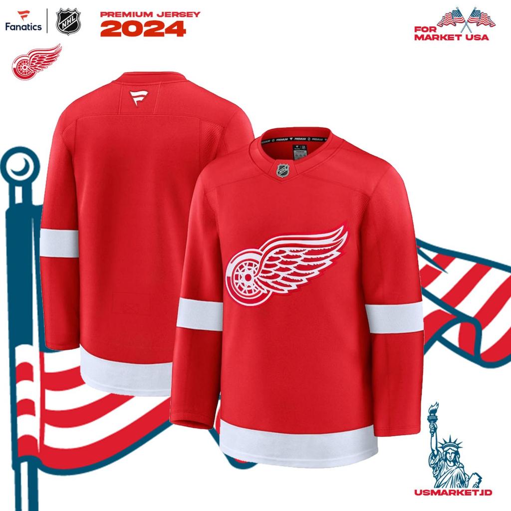 Kaos Jersey Fanatics Hockey NHL Men's Detroit Red Wings Fanatics Red Home Premium Jersey