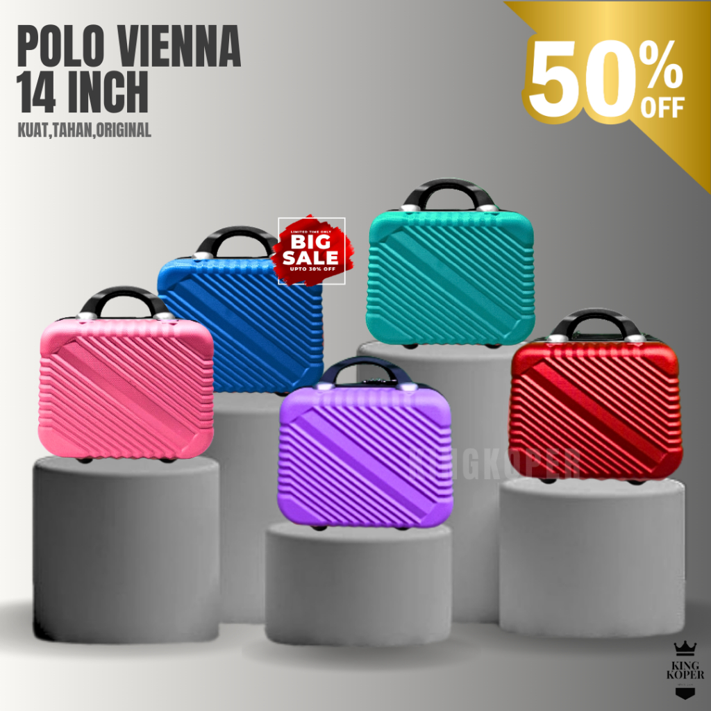 Beautycase koper 14 inch polo - beautycase - koper make up - koper kecil - 14 inch - hardcase - COD