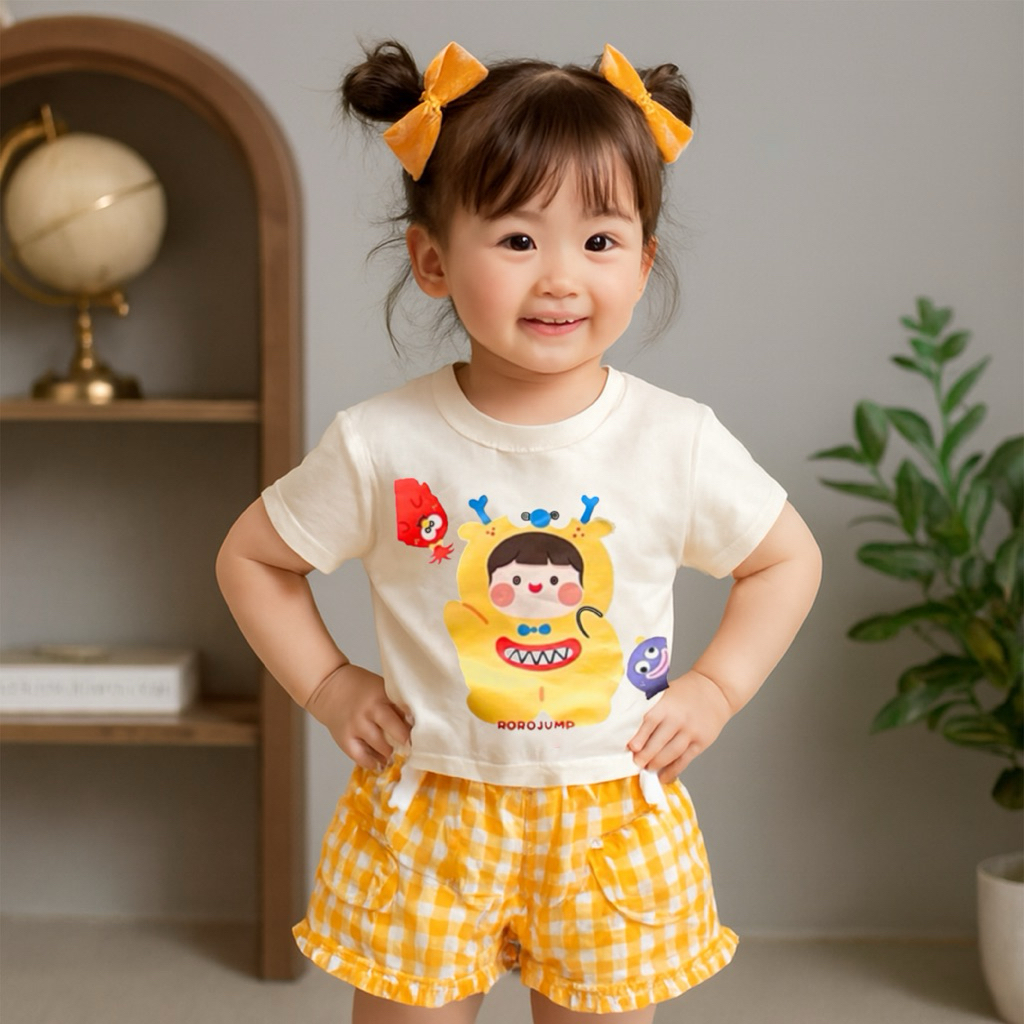 kibo kids | baju chika kuning 1 set | baju anak cewek | baju 1 set | baju anak lucu | baju anak | ba