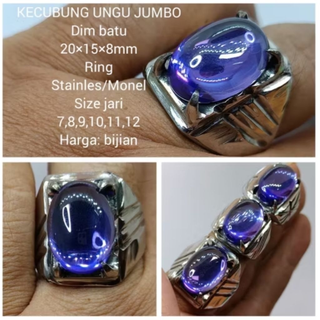Cincin Stanlis Batu Kecubung Ungu Kalimantan Jumbo Crystal