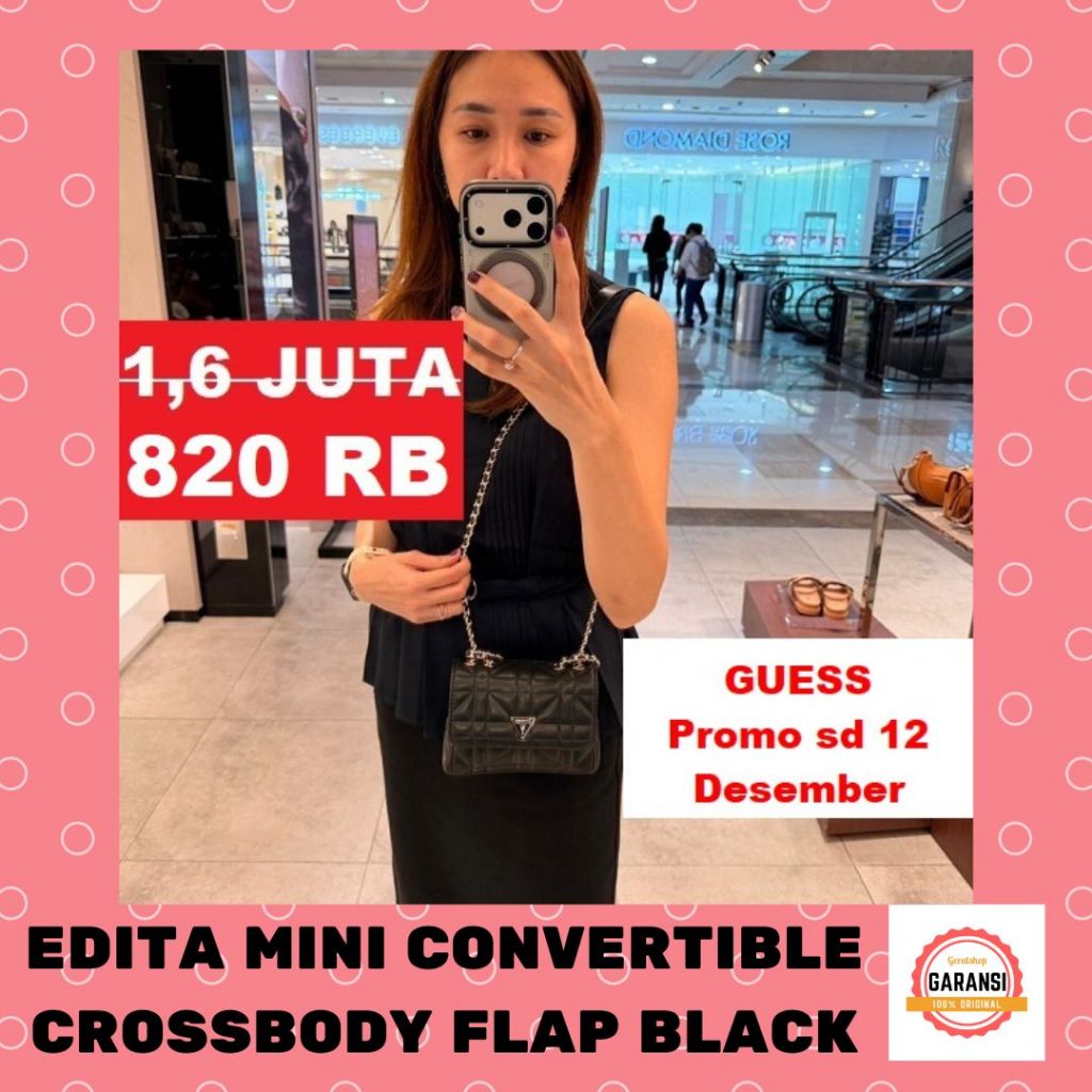 Tas Guess wanita seri EDITA MINI CONVERTIBLE  shoulder bag 100% original