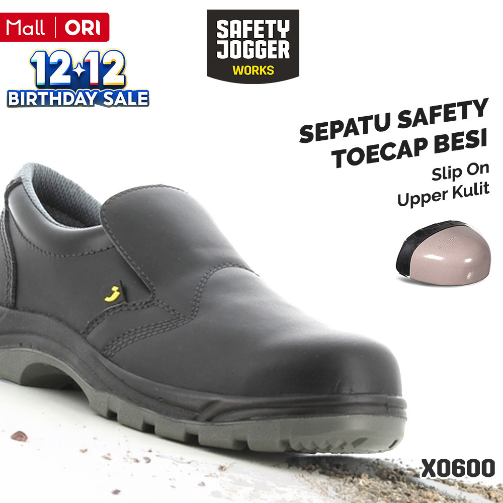 [PROMO 12.12] Safety Jogger Works Sepatu Safety Jogger X0600 Slip On Kulit Model Formal Kerja Tanpa 