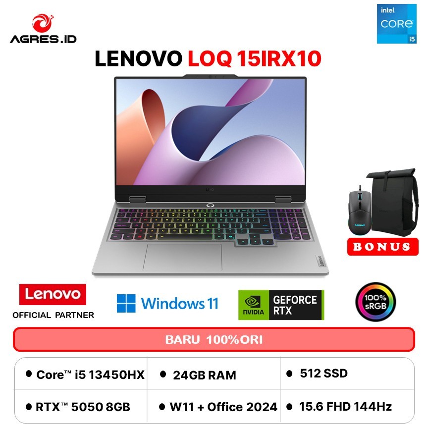 Lenovo LOQ 15ARP9 Laptop Gaming 15.6" FHD 144Hz, Ryzen 7, RTX 4060, 16GB RAM, 512GB SSD