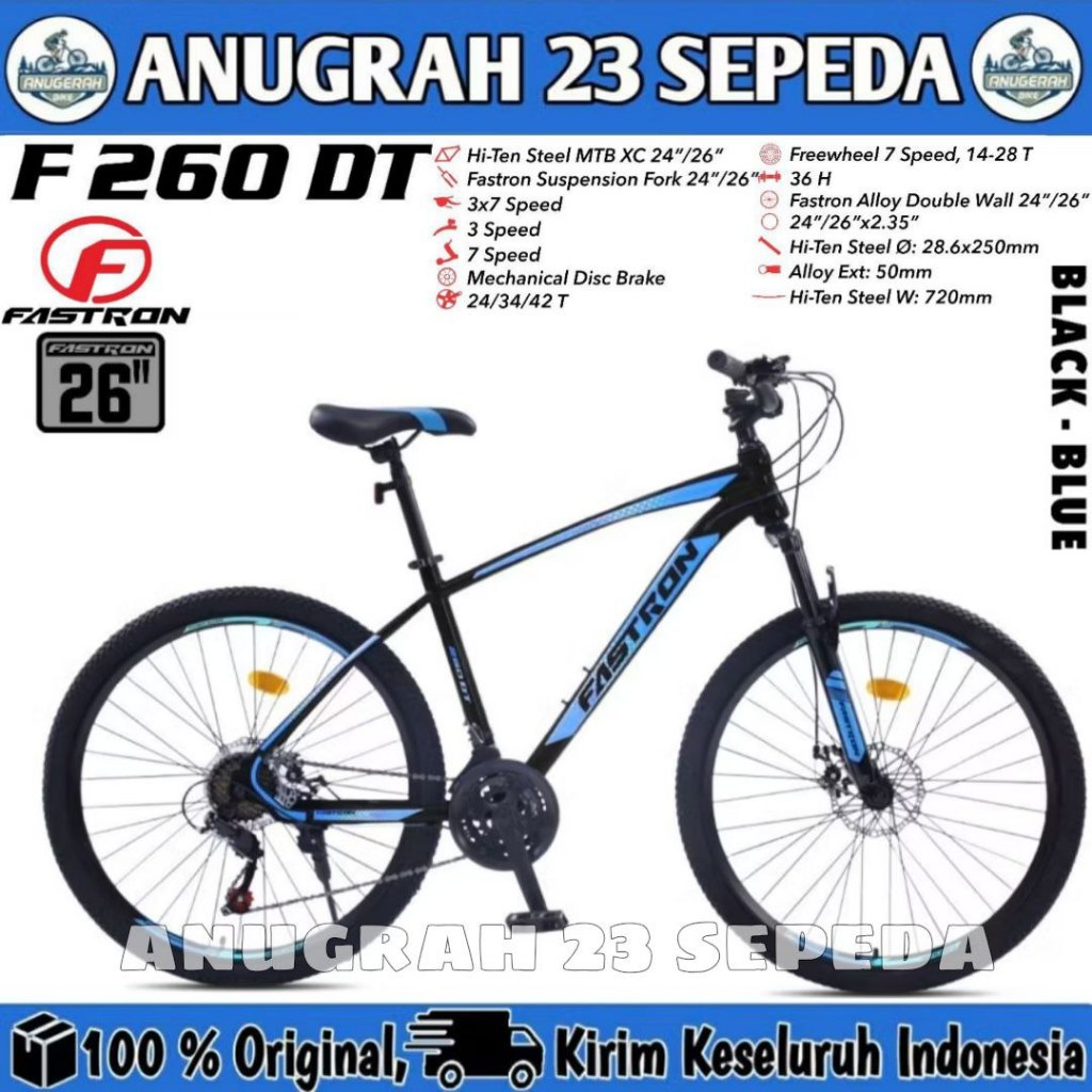 Sepeda Gunung MTB FASTRON F 260 DT Ukuran 24 26 Inch Rem Cakram Remaja Dewasa