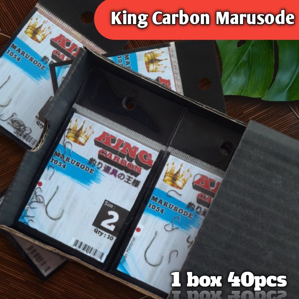 Kail pancing 1 kotak isi 40pcs kail pancing king carbon marusode 1054