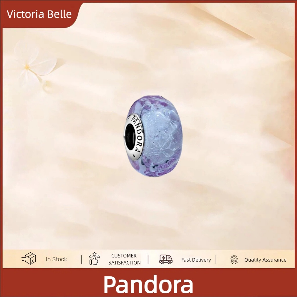 Victoria Belle | [Pandora 100% ori ] Aksesoris Pandora - Charm Gelang Pandora Kaca Murano Ungu Awan 