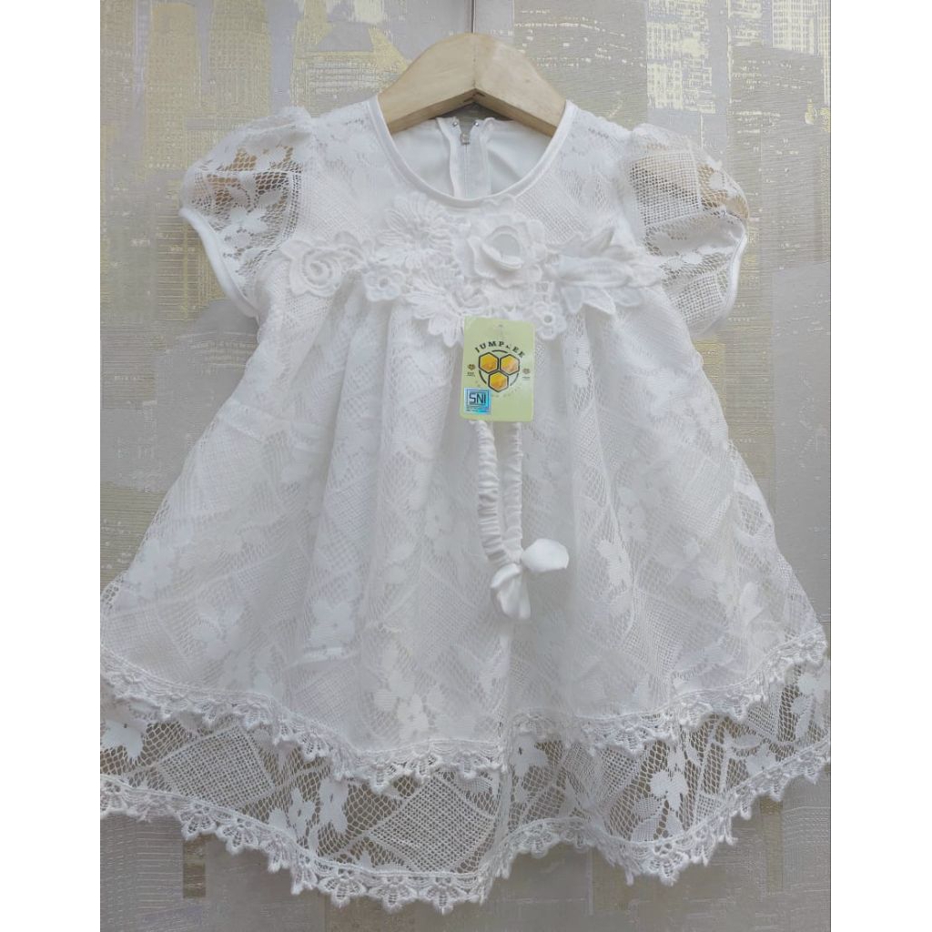 Gaun putih bayi,dress putih bayi,gaun anak perempuan,dress anak perempuan