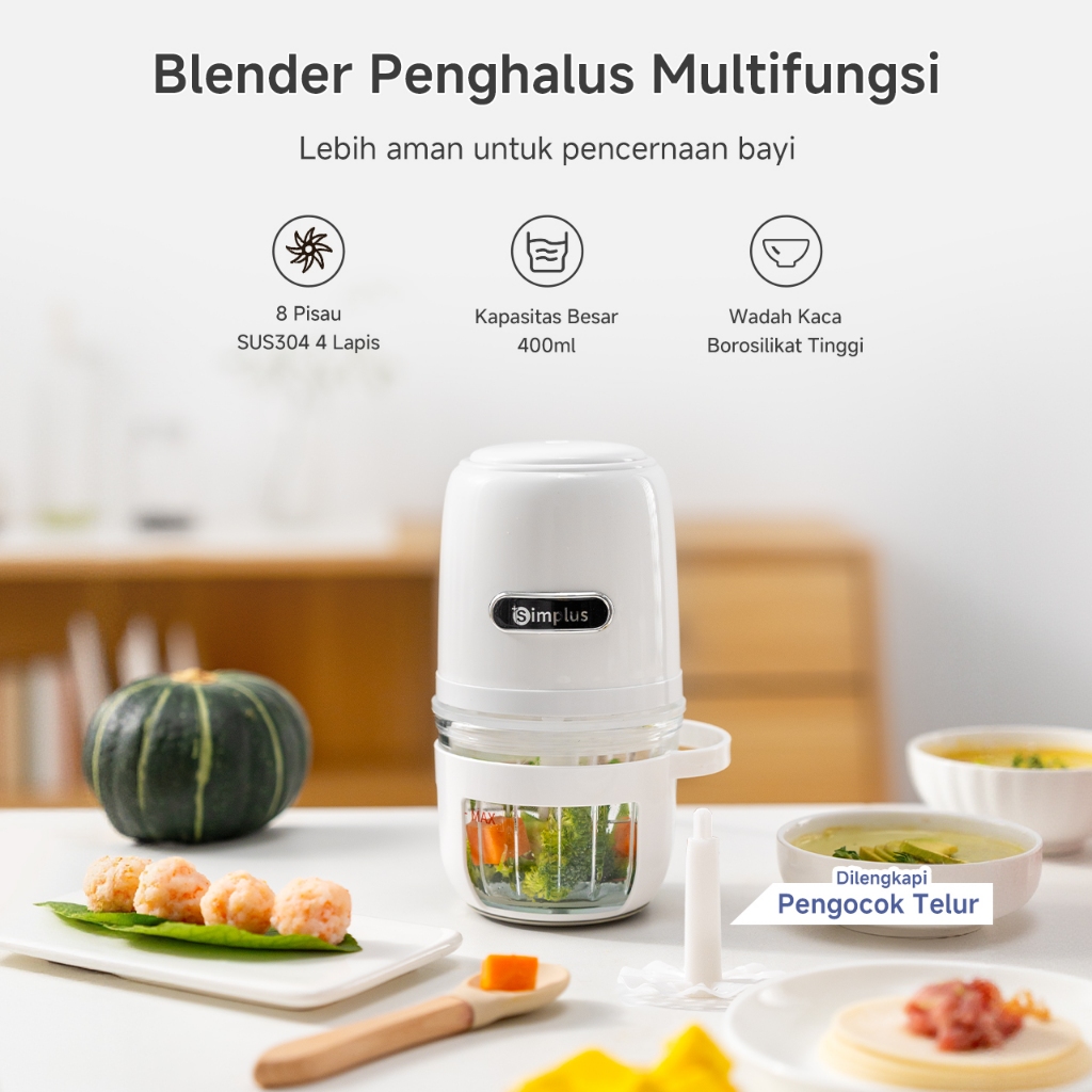Simplus Chopper Blender Portable Penggiling Alat Makanan Bayi MPASI Mengocok Telur 2-in-1