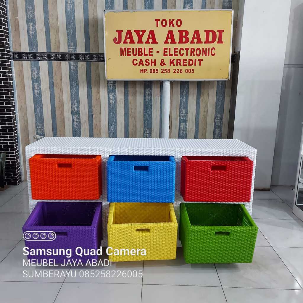 Lemari susun Rotan Sintetis / Meja tv Buffet Penyimpanan Serbaguna