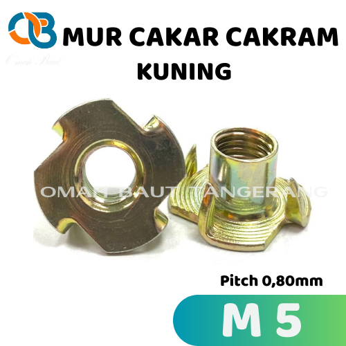 Mur Cakar M5 / Tee Nut M5 / T-Nut M5 / Mur Cakar Cakram M5 Kuning