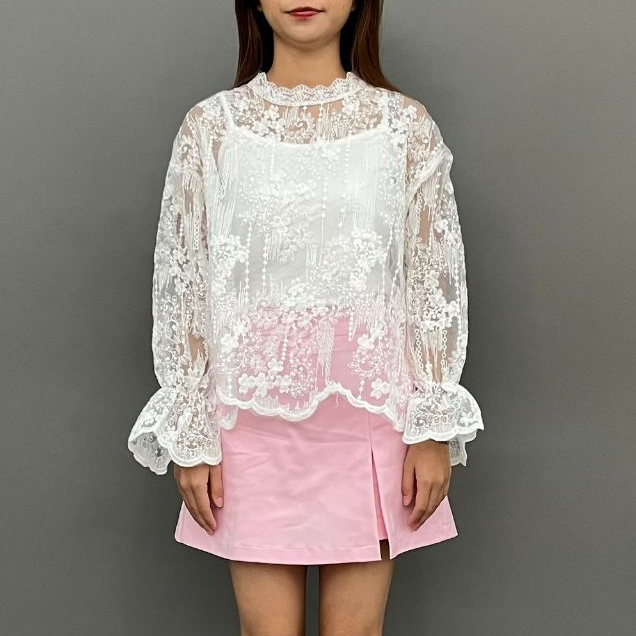 Magnolia Collection Atasan Wanita Lace Blouse Brokat Putih