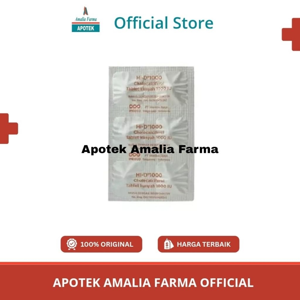 Hi-D 1000 Vitamin D3 6 Tablet Kunyah
