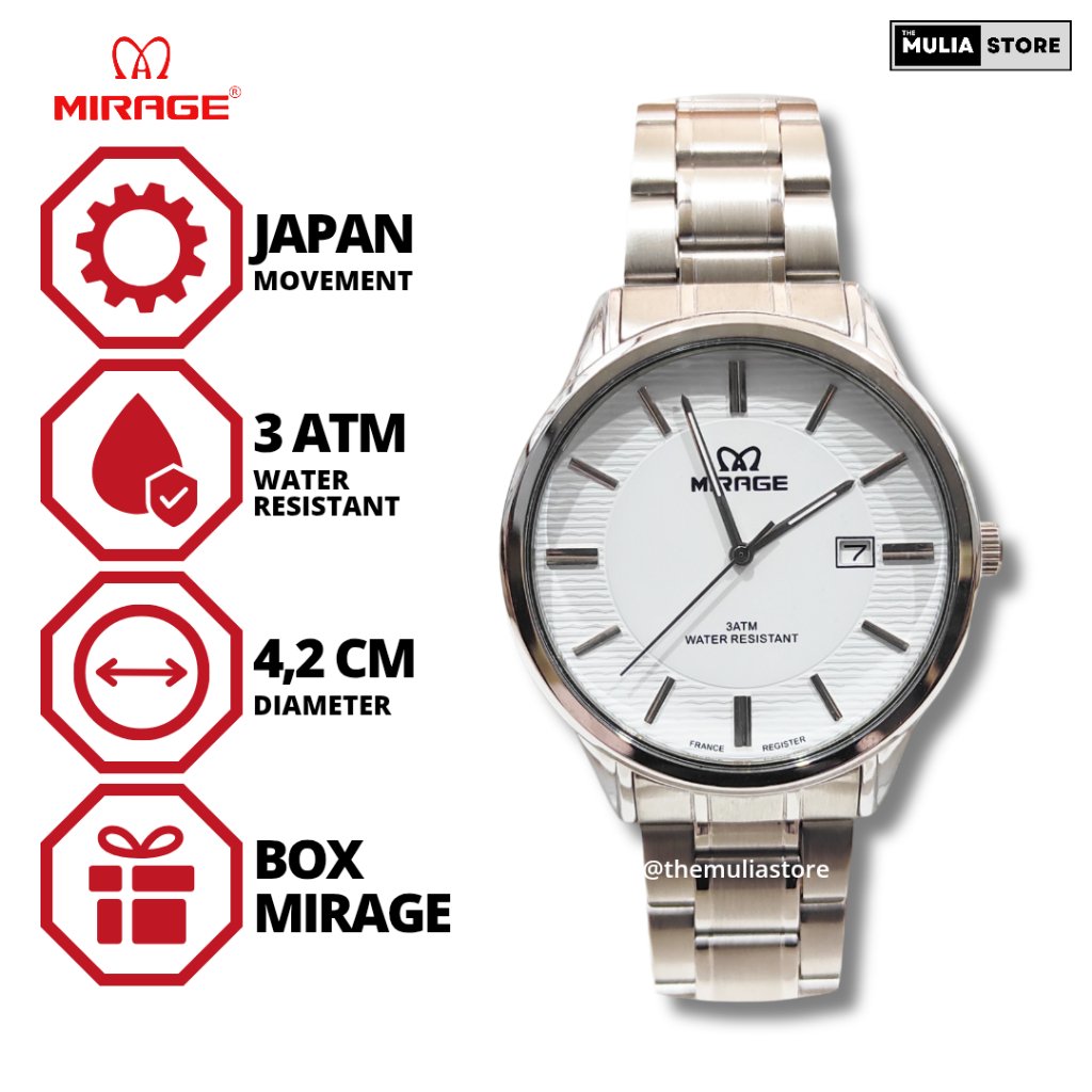 MIRAGE Jam Tangan Pria Mirage Original 8668 BRP M Tanggal Analog