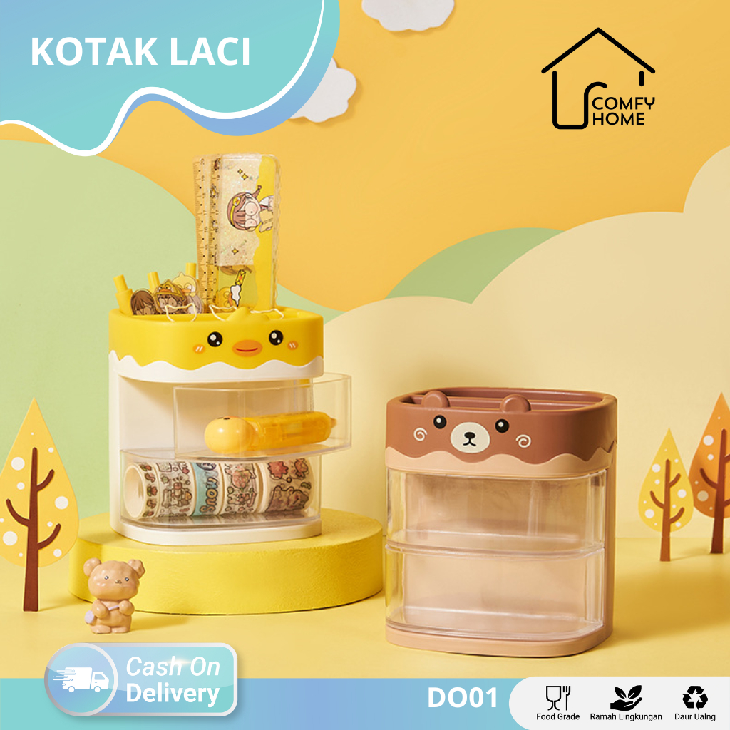 Laci Susun Unik/ Drawer Storage/ Tempat Penyimpanan ATK Multifungsi Rak Laci Meja 2 Susun DO01