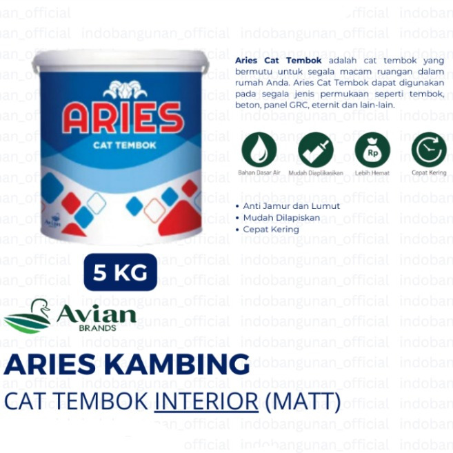 CAT TEMBOK ARIES KAMBING KALENG BIRU MURAH PROMO AVIAN GRUP SUPER WHITE hijau biru krem wall paint