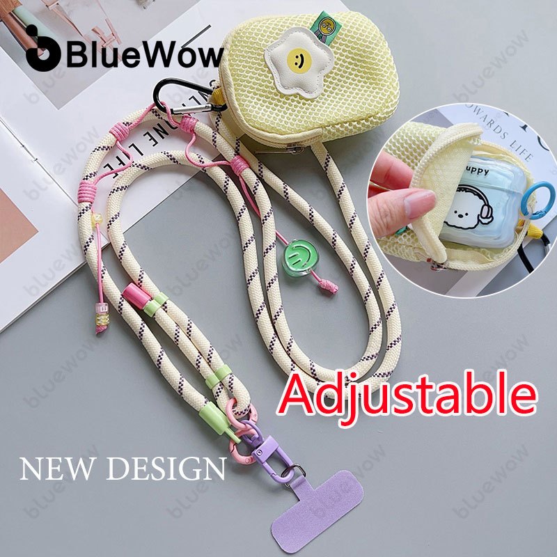 BlueWow Tali Ponsel Anti Hilang Cross-body Lanyard Panjang Dengan Dompet Nol disesuaikan panjangnya 