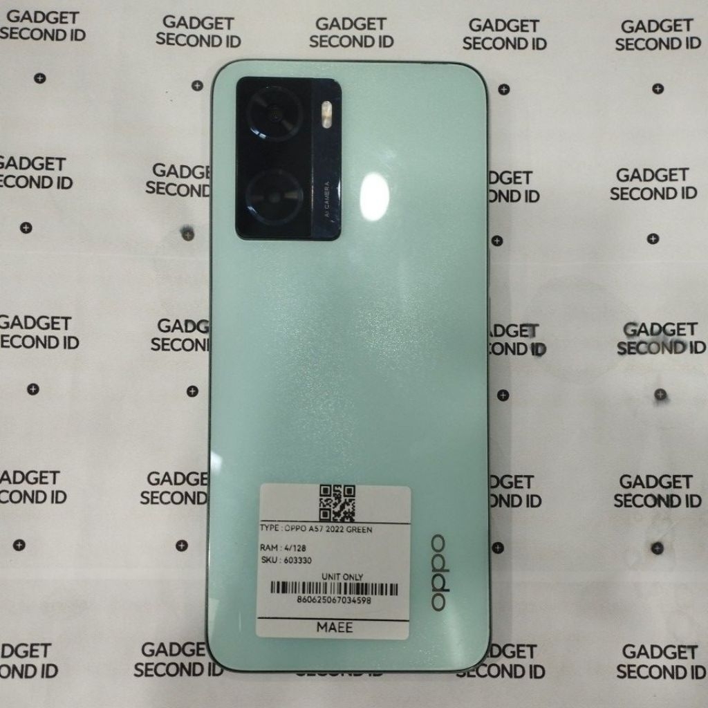 HANDPHONE SECOND NORMAL OPPO A57 2022 4/128 GB GREEN ORIGINAL UNIT ONLY