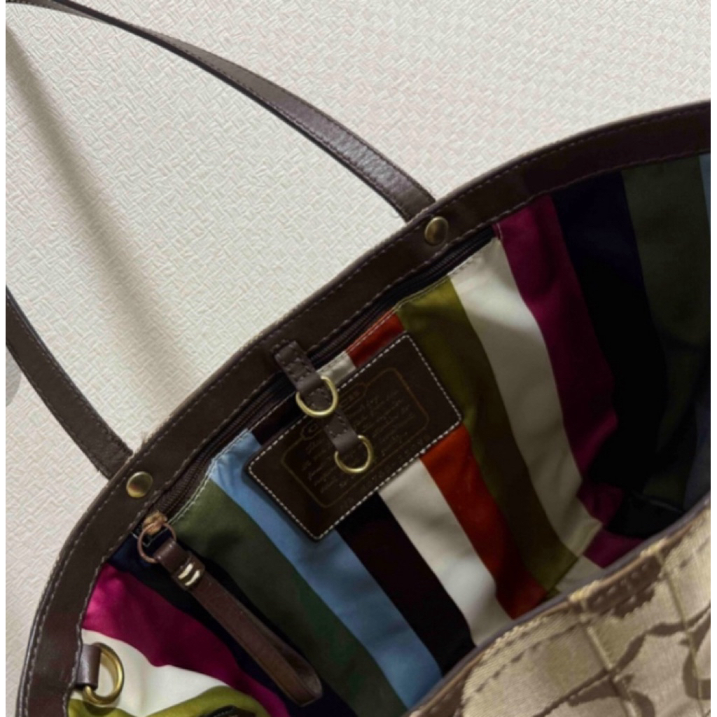 coach signature brown canvas anniversary 65th totebag