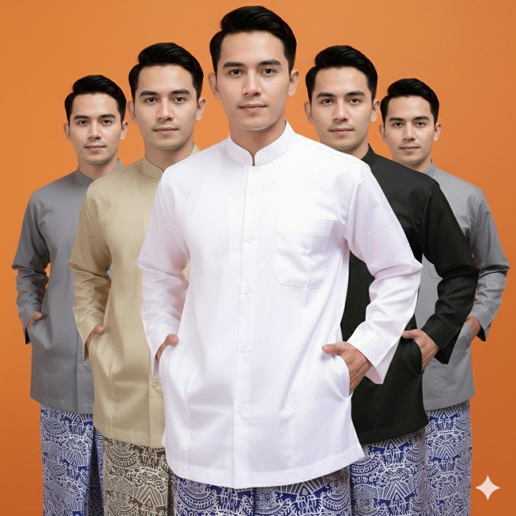 Baju Koko Yamani Karisma Adem Lembut Pria Lengan Panjang Putih Bersih Polos Dewasa Premium Lebaran