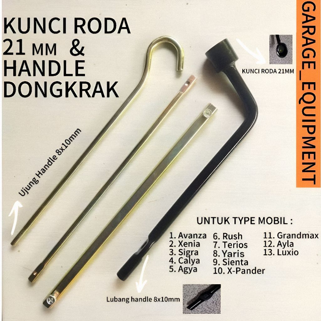 PAKET KUNCI RODA MOBIL 21 MM + HANDLE DONGKRAK MOBIL / PEMUTAR DONGKRAK MOBIL SET AVANZA/XENIA/AGYA,