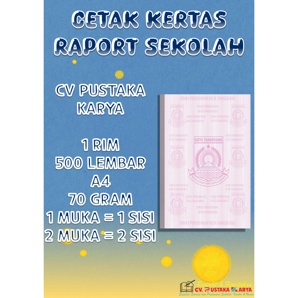 Jasa Cetak Kertas Isi Raport / Rapor / Rapot Sekolah A4 KOTA TANGERANG (READY STOK)