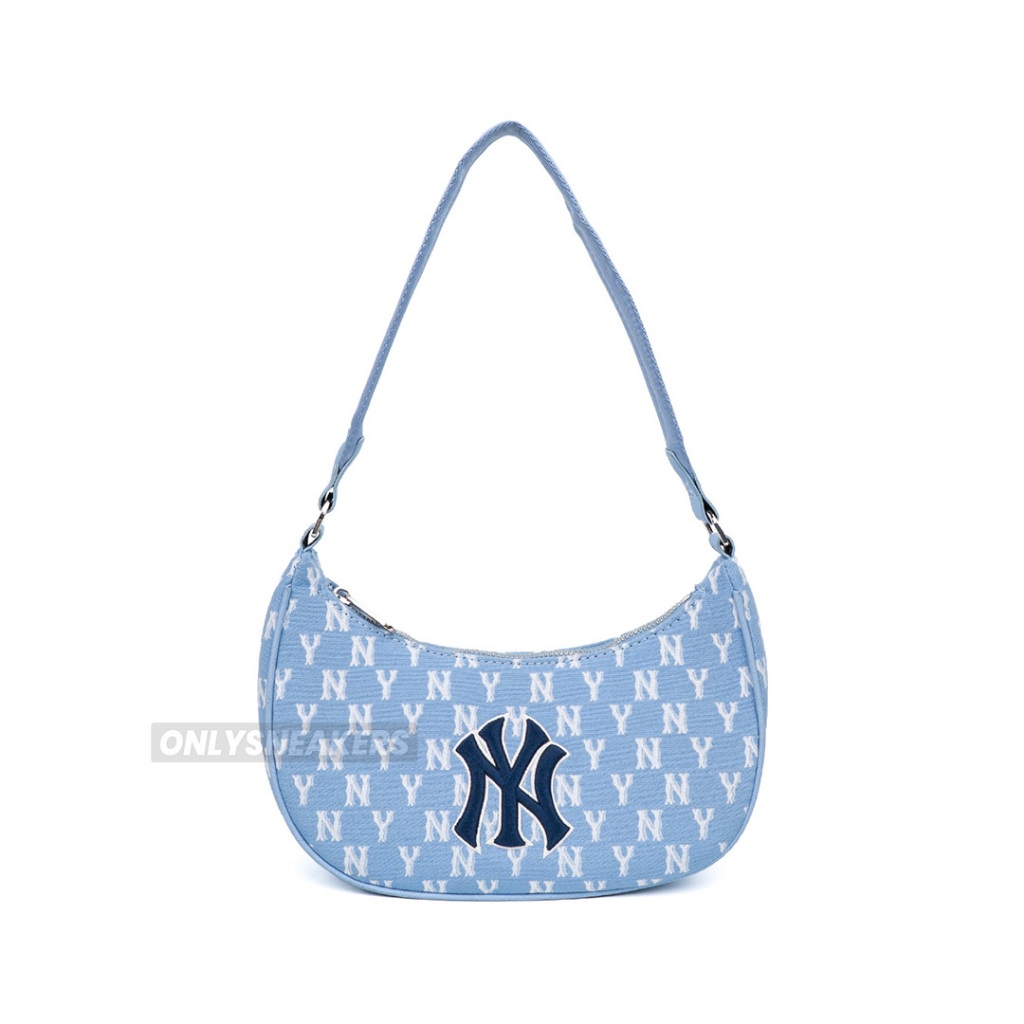 MLB MONOGRAM JACQUARD HOBO BLUE SHOULDER BAG