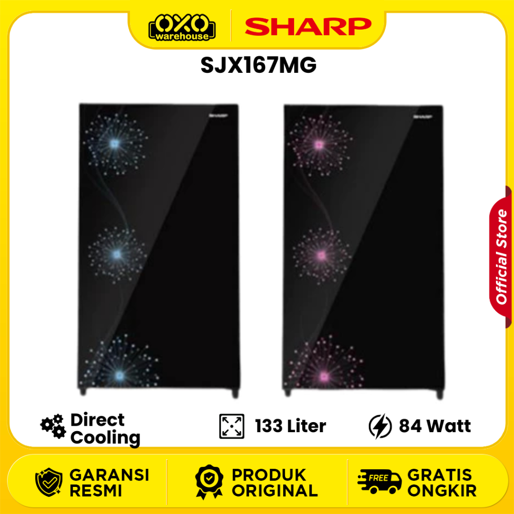 Sharp Kulkas SJX167MG 1 Pintu 133 Liter Low Watt Hemat Listrik Garansi Resmi
